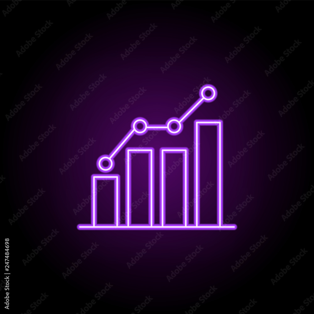 Poster increase chart outline icon. elements of banking & finance in neon style icons. simple icon for webs