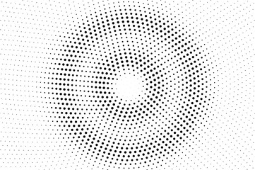 Black and white halftone vector texture. Textured round dotted gradient. Concentrated dotwork surface for vintage effect