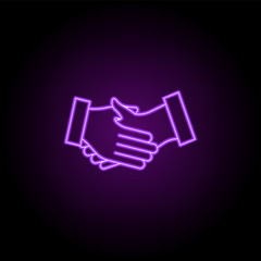 hand shake outline icon. Elements of Banking & Finance in neon style icons. Simple icon for websites, web design, mobile app, info graphics