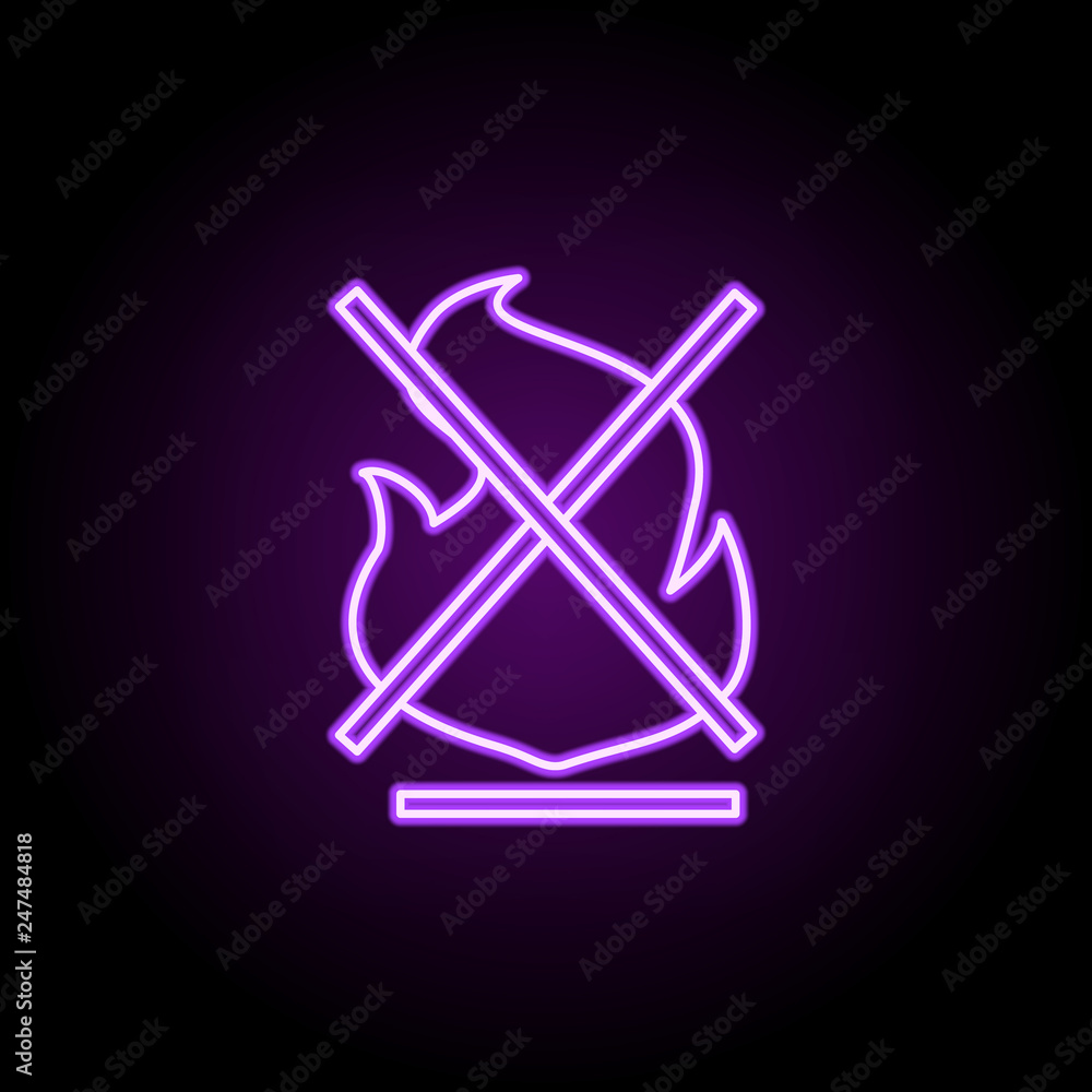 Poster non-flammable sign outline icon. elements of cargo logistic in neon style icons. simple icon for web