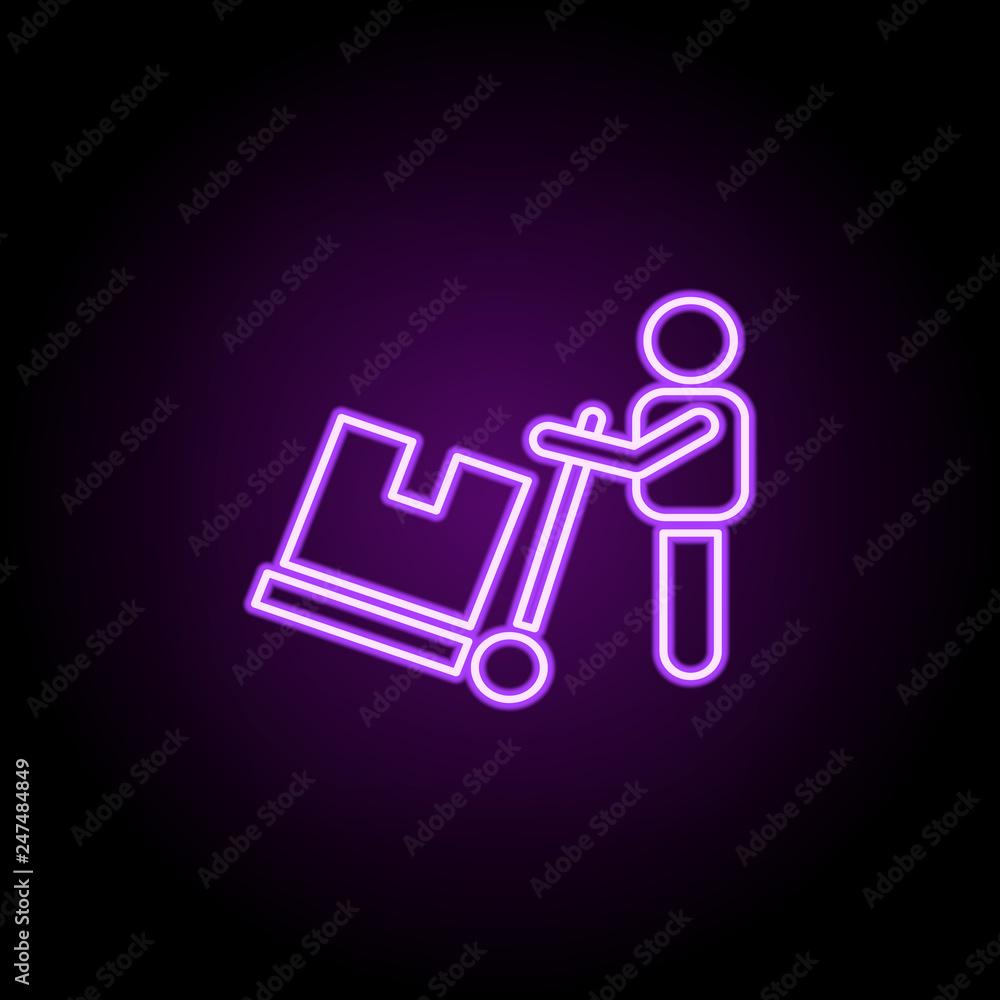 Poster loader outline icon. elements of cargo logistic in neon style icons. simple icon for websites, web d