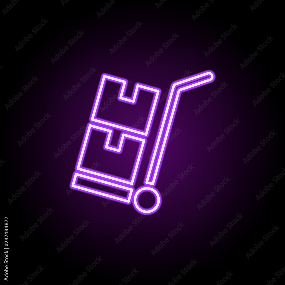 Poster loading trolley outline icon. elements of cargo logistic in neon style icons. simple icon for websit