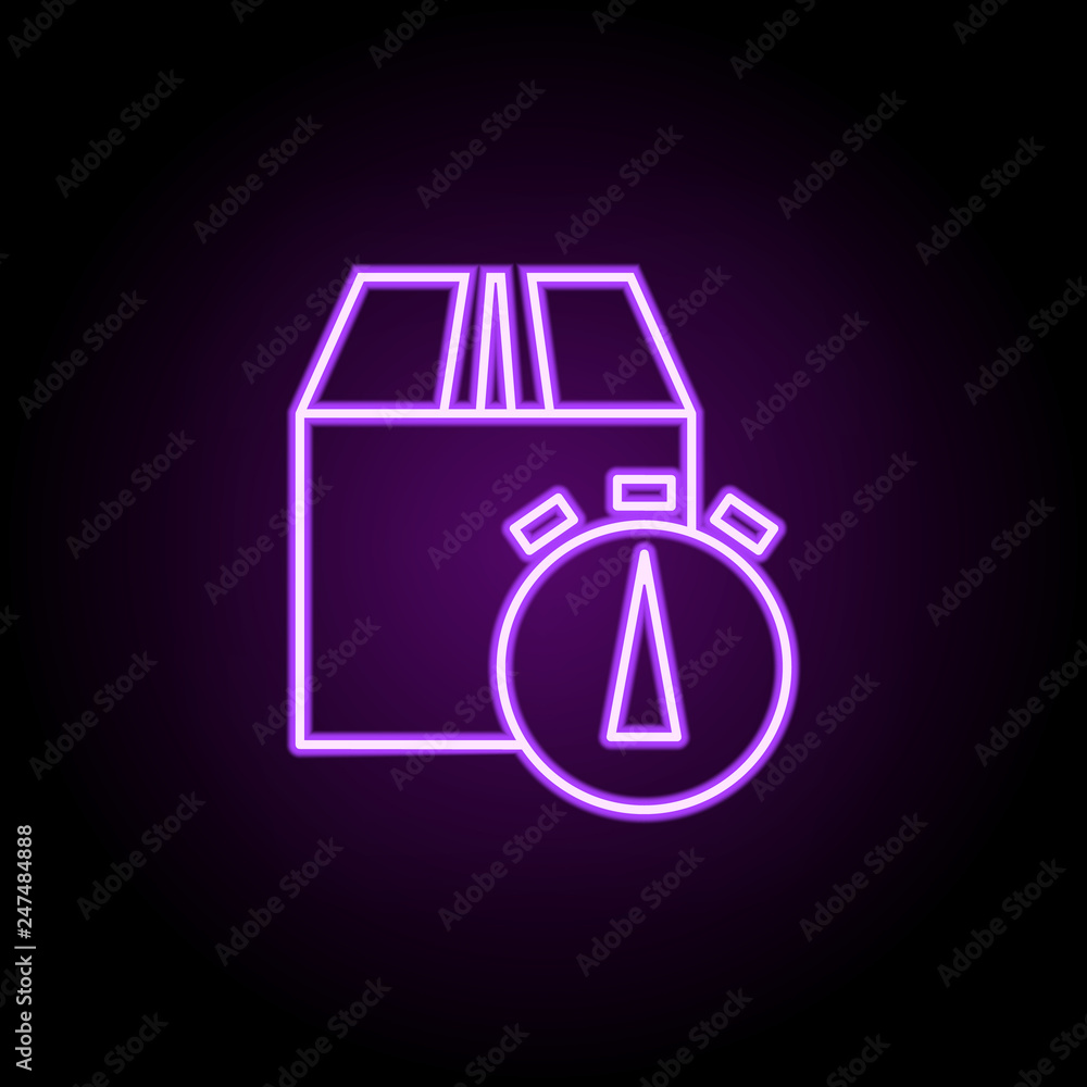 Poster delivery of the parcel during outline icon. elements of cargo logistic in neon style icons. simple i