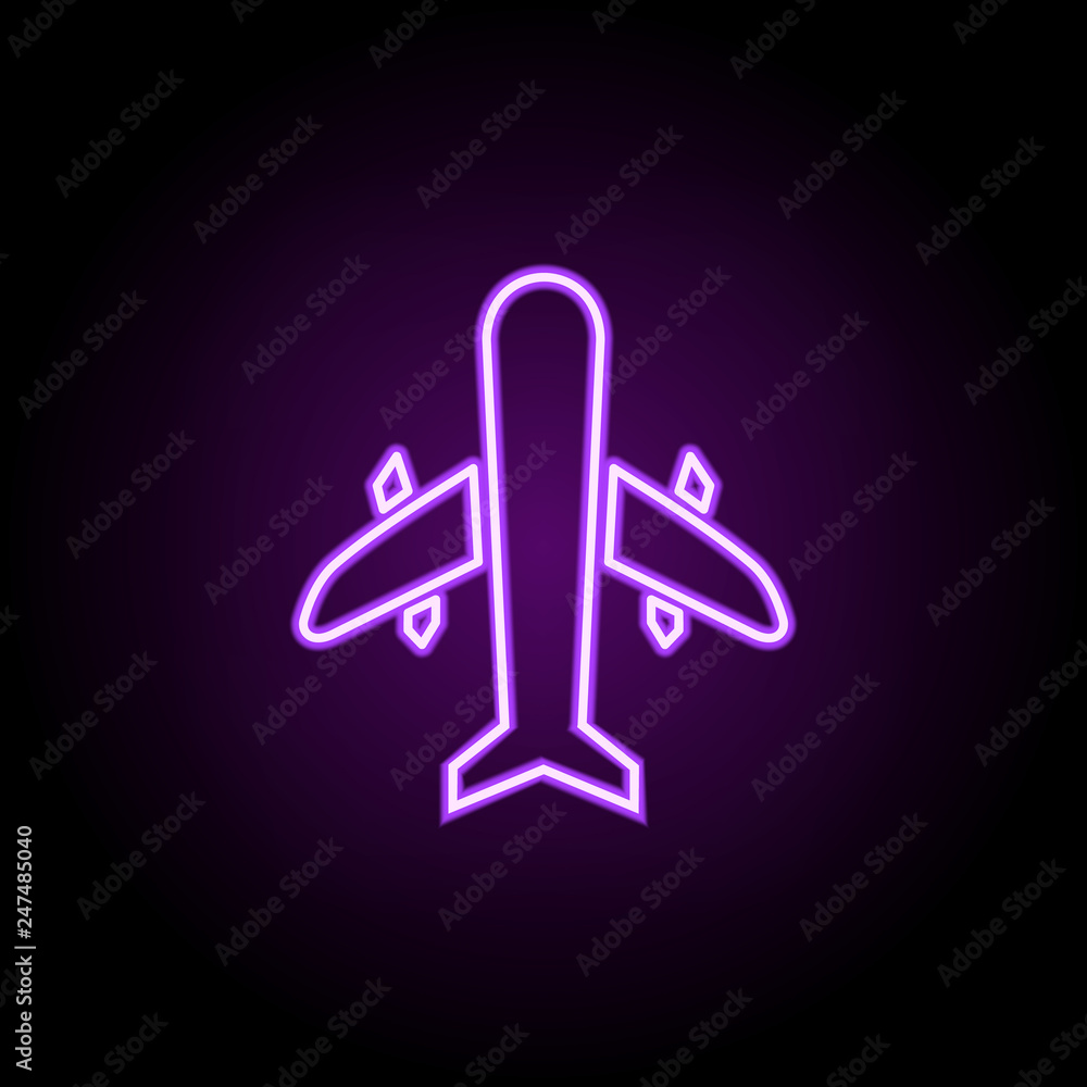 Poster aircraft outline icon. elements of cargo logistic in neon style icons. simple icon for websites, web