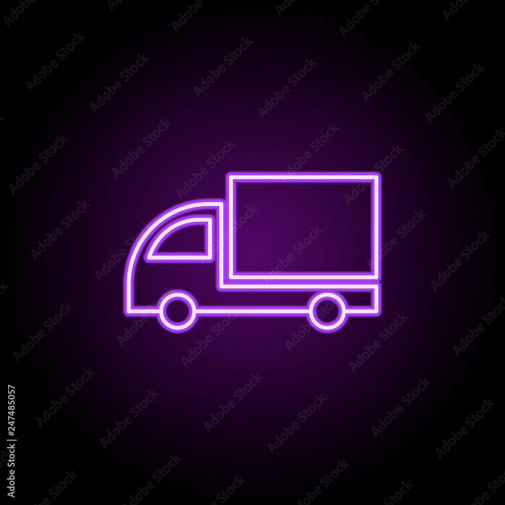 Poster truck outline icon. elements of cargo logistic in neon style icons. simple icon for websites, web de
