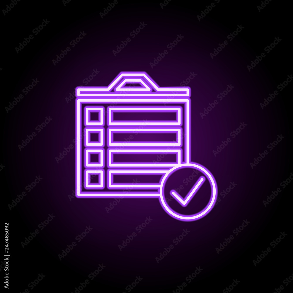 Poster checklist outline icon. elements of cargo logistic in neon style icons. simple icon for websites, we