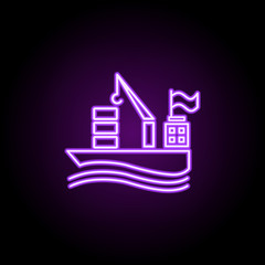 loading ship outline icon. Elements of Cargo logistic in neon style icons. Simple icon for websites, web design, mobile app, info graphics