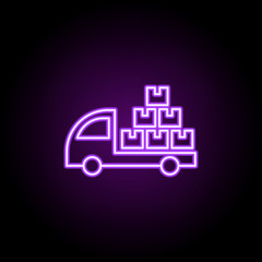 lorry with parcels outline icon. Elements of Cargo logistic in neon style icons. Simple icon for websites, web design, mobile app, info graphics