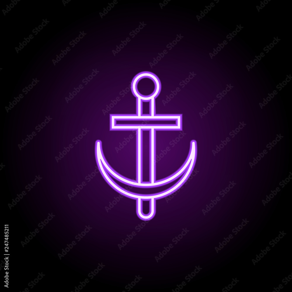 Poster anchor outline icon. elements of cargo logistic in neon style icons. simple icon for websites, web d