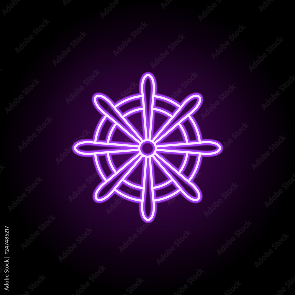 Poster handwheel outline icon. elements of cargo logistic in neon style icons. simple icon for websites, we