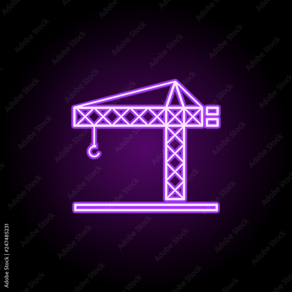 Poster loading crane outline icon. elements of cargo logistic in neon style icons. simple icon for websites