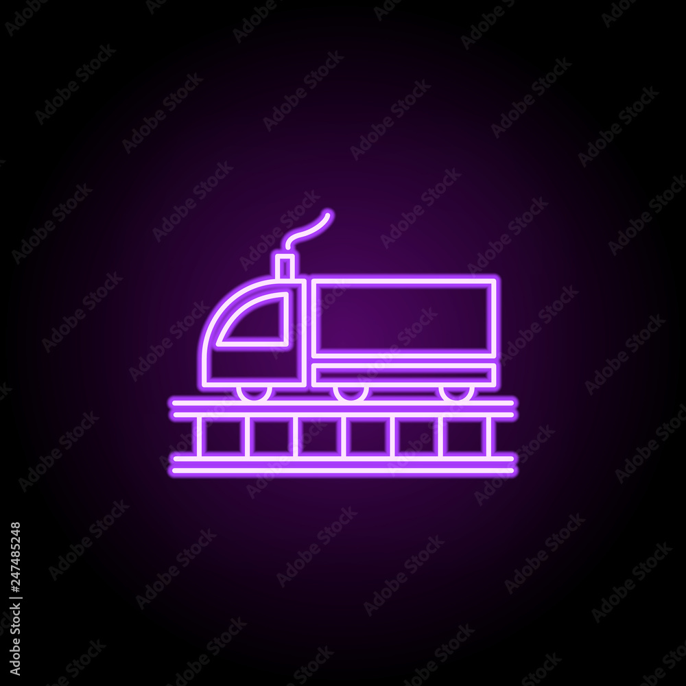 Poster a train outline icon. elements of cargo logistic in neon style icons. simple icon for websites, web 