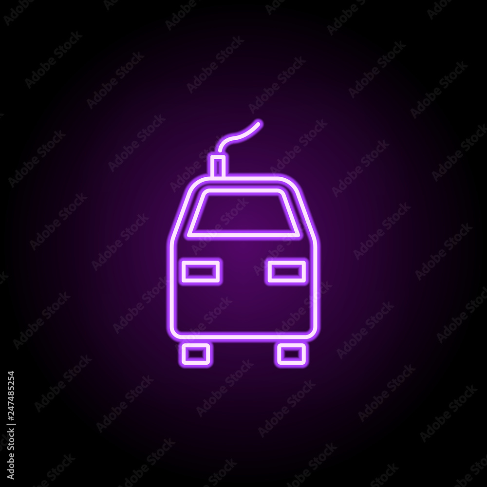 Poster train front view outline icon. elements of cargo logistic in neon style icons. simple icon for websi