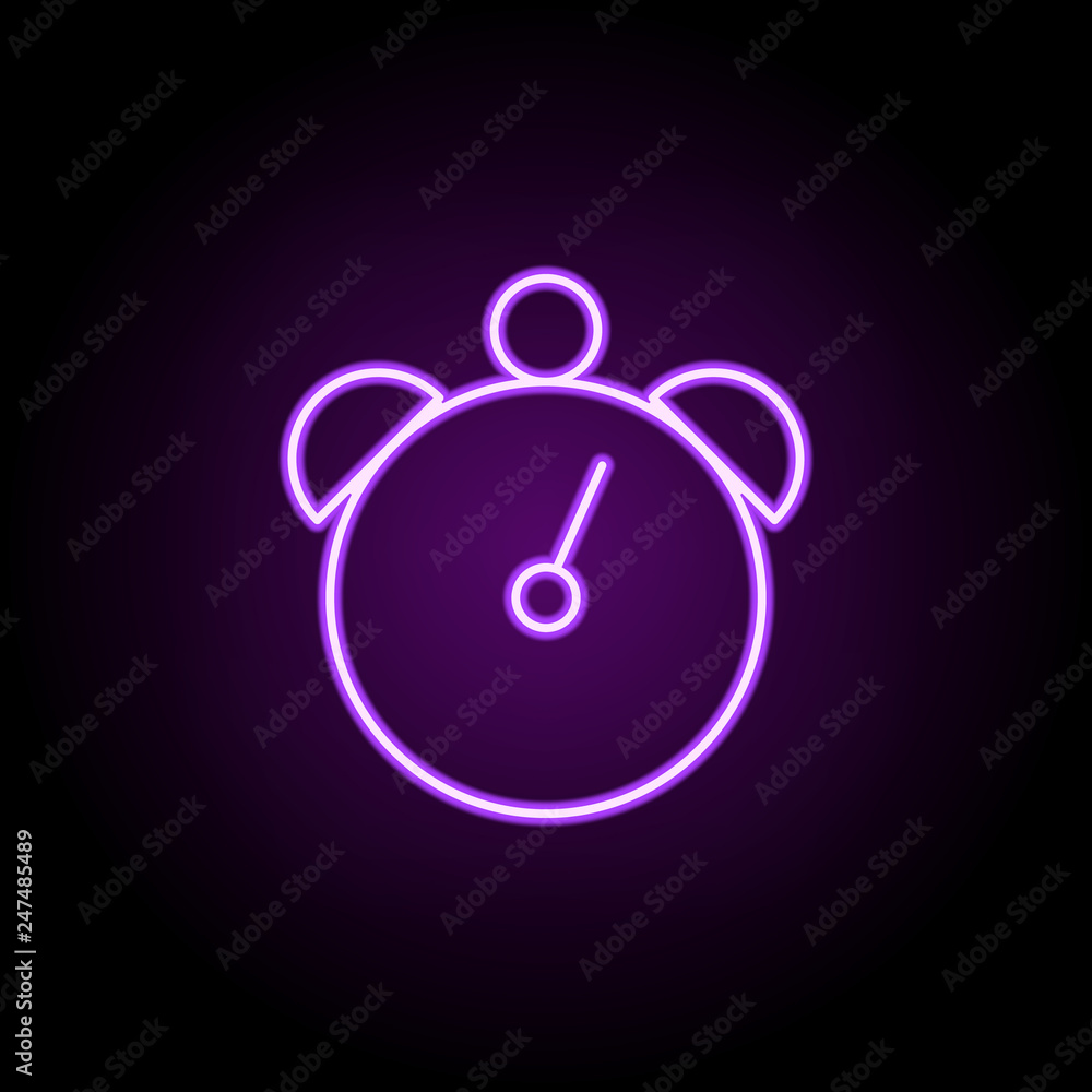 Poster alarm clock outline icon. elements of education in neon style icons. simple icon for websites, web d