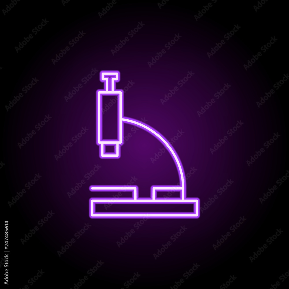 Poster microscope outline icon. elements of education in neon style icons. simple icon for websites, web de