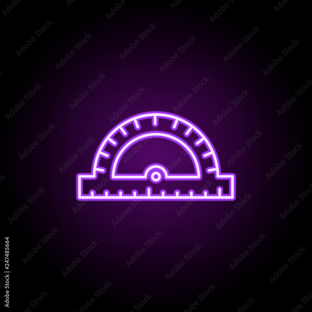 Poster protractor outline icon. elements of education in neon style icons. simple icon for websites, web de