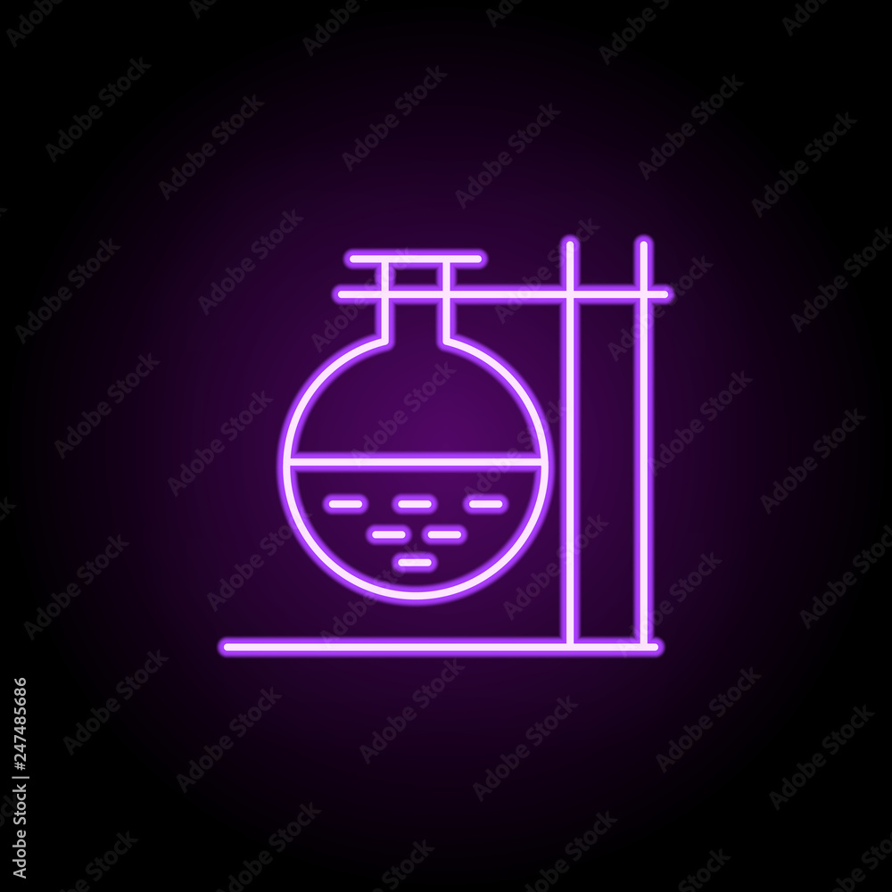 Poster laboratory flask outline icon. elements of education in neon style icons. simple icon for websites, 