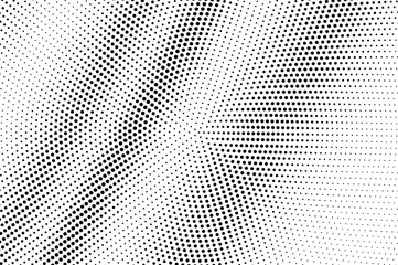 Black and white halftone vector texture. Diagonal dotted gradient. Contrast dotwork surface for vintage effect.