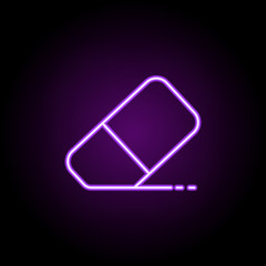 eraser outline icon. Elements of Education in neon style icons. Simple icon for websites, web design, mobile app, info graphics