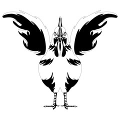 Front view of a rooster. Silhouette. Vector illustration design
