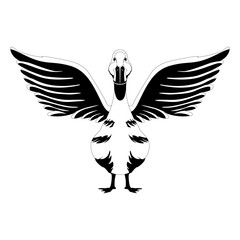 Obraz premium Front view of a duck. Silhouette. Vector illustration design