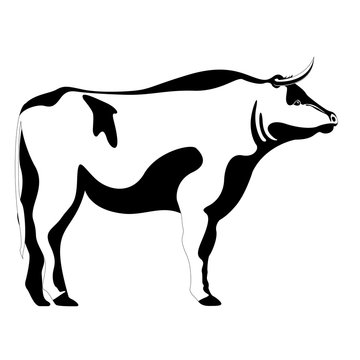 Isolated cute bull image silhouette. Vector illustration design