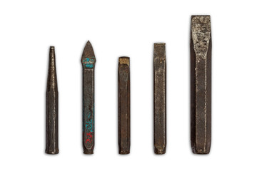 Old cold chisels and tapered punch