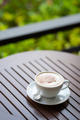 Hot coffee mug placed on the table