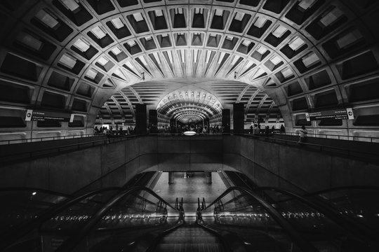 The interior of the L'Enfant Plaza Metro Station, in Washington, DC.