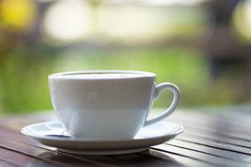 Hot coffee mug placed on the table