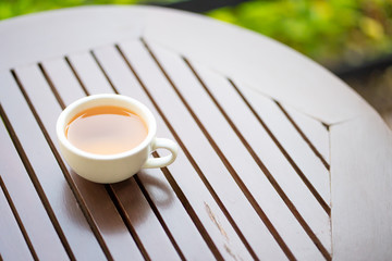 Hot coffee mug placed on the table