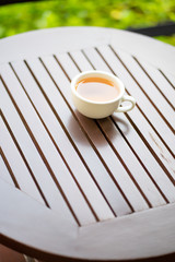 Hot coffee mug placed on the table
