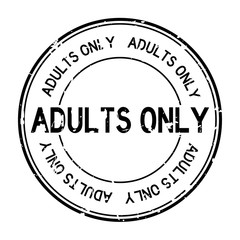 Grunge black adults only word round rubber seal stamp on white background