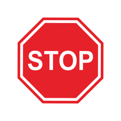 Red Stop Sign isolated on white background. Traffic regulatory warning stop symbol.