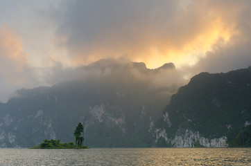 Sunrise at the Cheow Lan Lake, Thailand