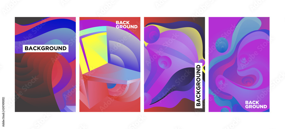Aufkleber vector abstract 3d colorful gradient geometric curvy pattern background illustration. set of abstrac