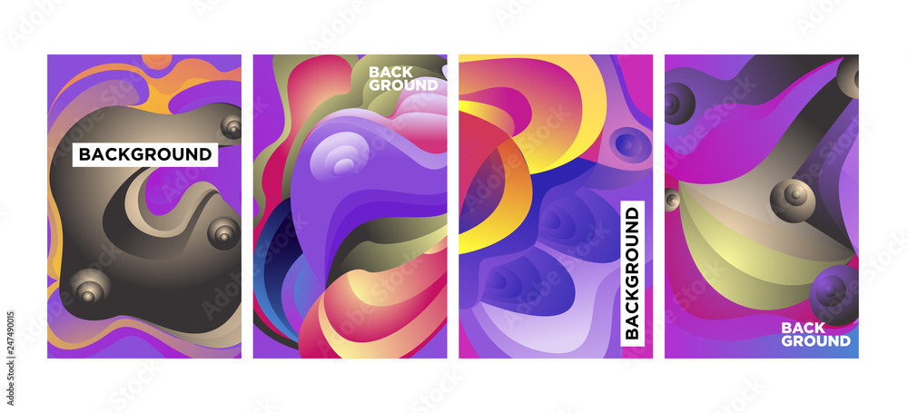 Aufkleber vector abstract 3d colorful gradient geometric curvy pattern background illustration. set of abstrac