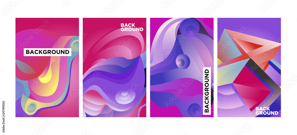 Aufkleber vector abstract 3d colorful gradient geometric curvy pattern background illustration. set of abstrac