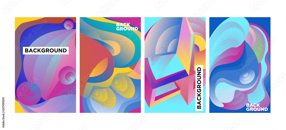 Aufkleber vector abstract 3d colorful gradient geometric curvy pattern background illustration. set of abstrac