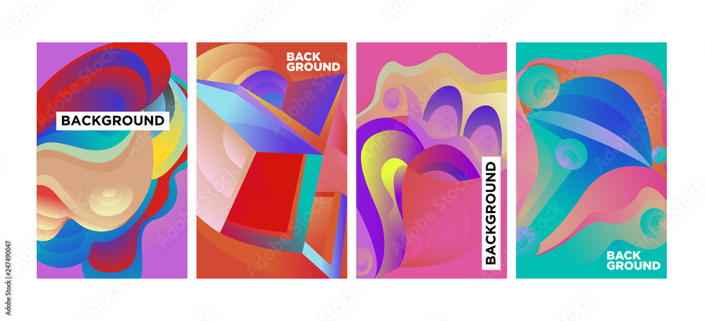 Aufkleber vector abstract 3d colorful gradient geometric curvy pattern background illustration. set of abstrac