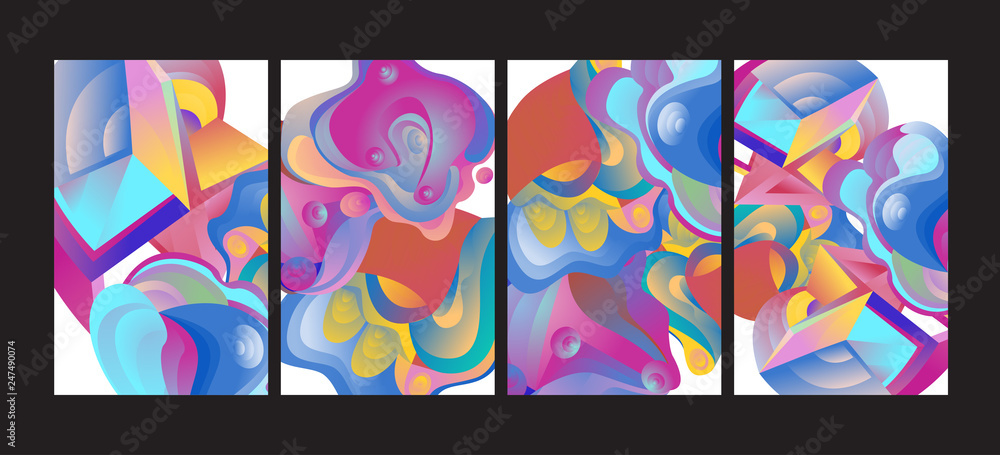 Aufkleber vector abstract 3d colorful gradient geometric curvy pattern background illustration. set of abstrac