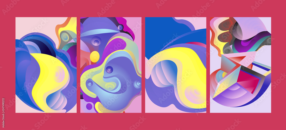 Aufkleber vector abstract 3d colorful gradient geometric curvy pattern background illustration. set of abstrac