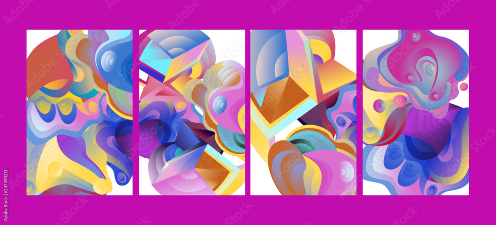 Aufkleber vector abstract 3d colorful gradient geometric curvy pattern background illustration. set of abstrac