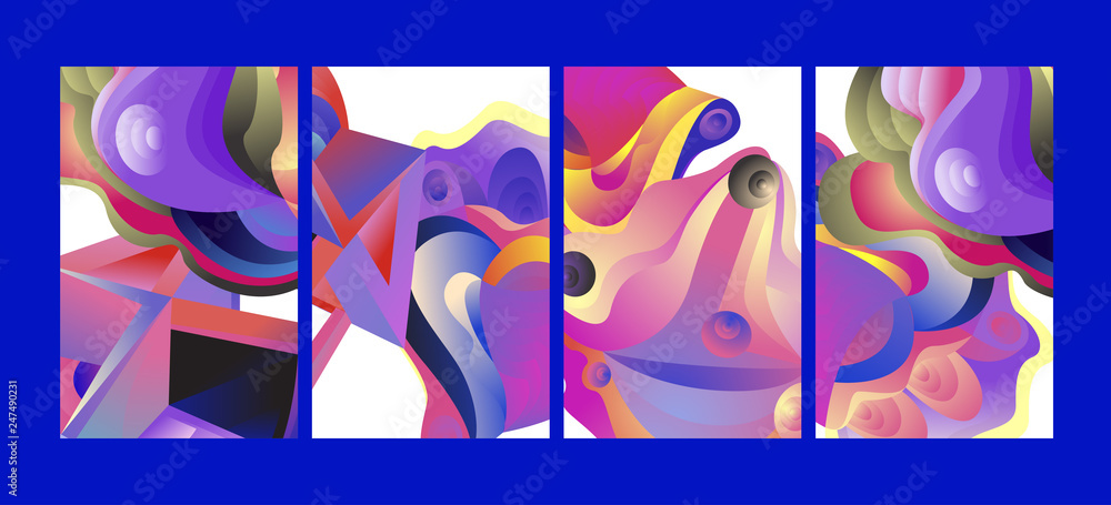 Aufkleber vector abstract 3d colorful gradient geometric curvy pattern background illustration. set of abstrac