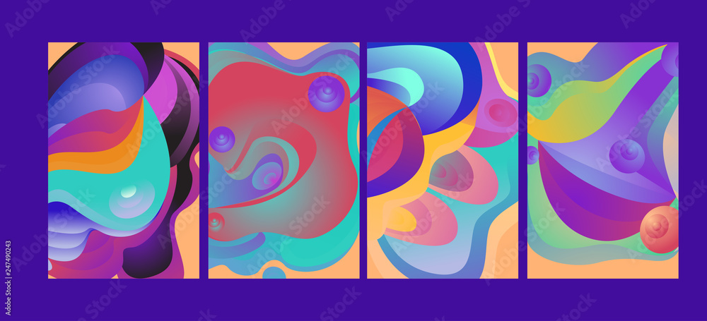 Aufkleber vector abstract 3d colorful gradient geometric curvy pattern background illustration. set of abstrac