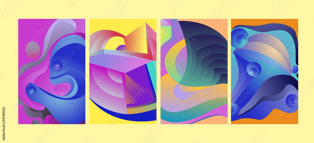 Aufkleber vector abstract 3d colorful gradient geometric curvy pattern background illustration. set of abstrac