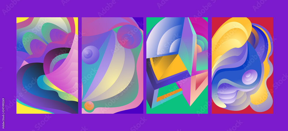 Aufkleber vector abstract 3d colorful gradient geometric curvy pattern background illustration. set of abstrac