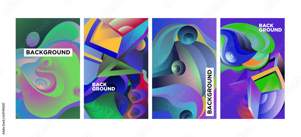 Aufkleber vector abstract 3d colorful gradient geometric curvy pattern background illustration. set of abstrac
