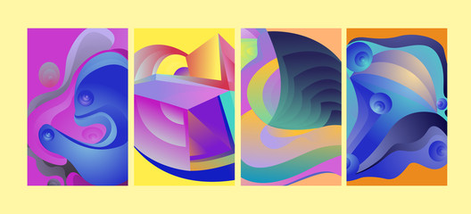 Fototapeta premium Vector Abstract 3D Colorful Gradient Geometric Curvy pattern background illustration. Set of Abstract Techno and cultural background for Cover, Poster, and print in Eps 10