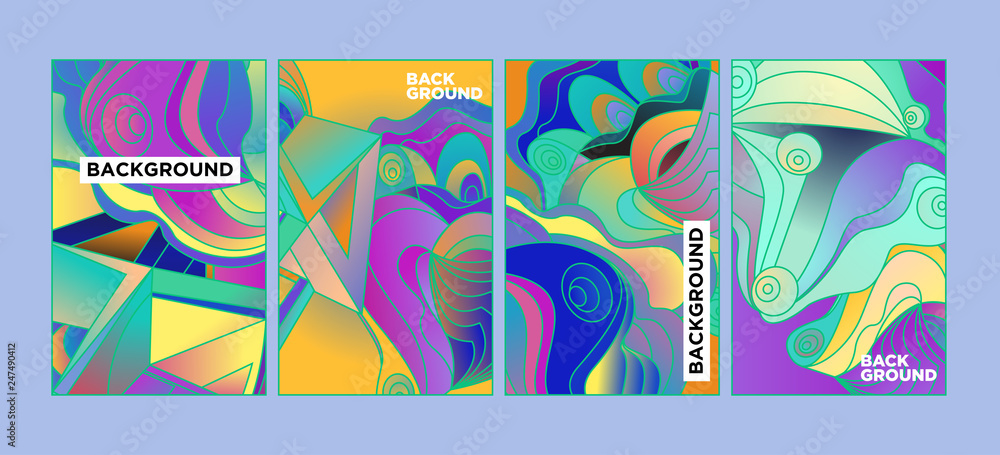 Aufkleber vector abstract 3d colorful gradient geometric curvy pattern background illustration. set of abstrac
